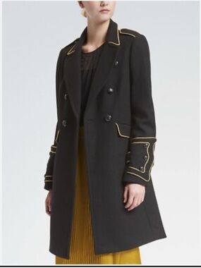 Banana Republic Black Pea Coat with Gold Trim